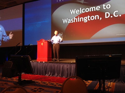 Tom McLeod gives the opening address of the company’s annual user conference on Sept. 15. CLICK image to see a photo gallery and news from other events at the conference.