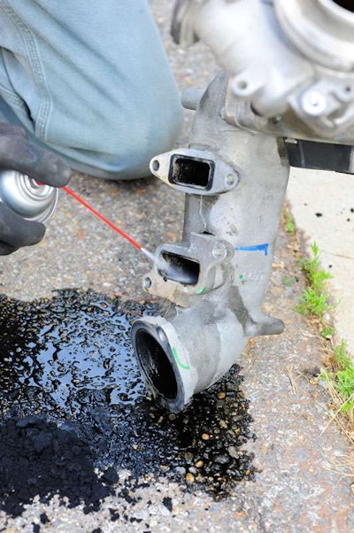 Cleaning the EGR manifold takes about 15 minutes using a screwdriver, wire brush and lots of brake cleaner.