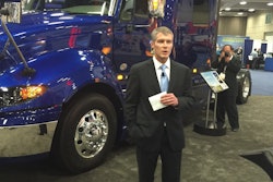 Navistar’s Jodi Presswood says the new fuel-efficiency spec for the International ProStar includes the SmartAdvantage 10-speed Eaton Fuller Advantage automated manual transmission paired with the Cummins ISX15 engine with SmartTorque2 ratings.
