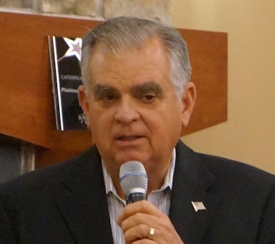 Former Secretary of Transportation Ray LaHood spoke on the importance of healthy road and bridge funding at a Caterpillar press event Oct. 29.