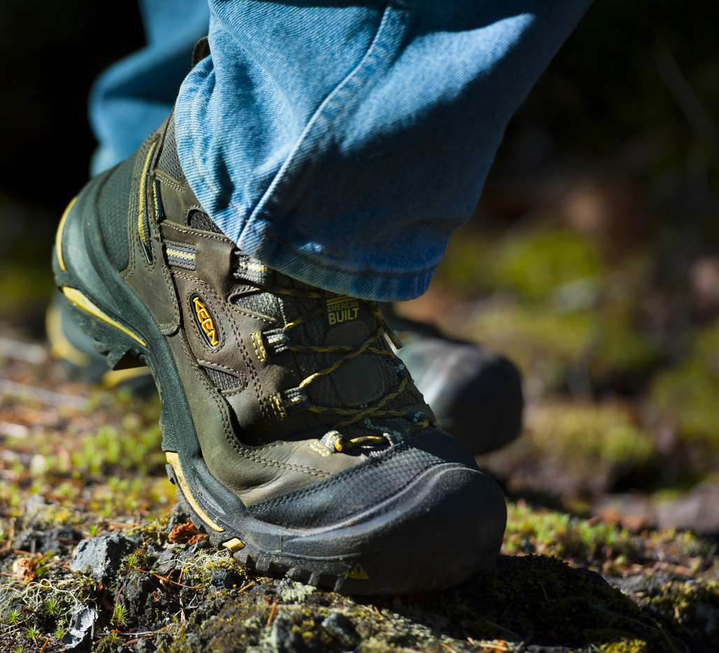 Keen work boots in outdoor action