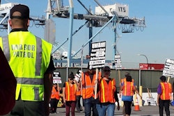 Drivers picketing at the Port of Los Angeles last week.
