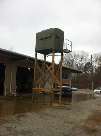Todd Shirley’s latest shooting house — based on a sleeper pulled from a wrecked Peterbilt.
