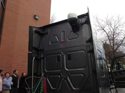 During a meeting at its office in Salt Lake City, EpicVue demonstrated a satellite TV system installed in a truck from Pride Transport. Click on the photo to see a gallery of new satellite TV options for fleets and drivers.