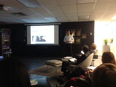 Lance Platt, CEO of EpicVue, leads a meeting on Dec. 3 with DIRECTV executives. CLICK on the image to view a photo gallery of satellite TV options for fleets.