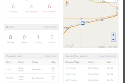 The Keeptruckin application has a fleet management dashboard to track driver log status and violations.