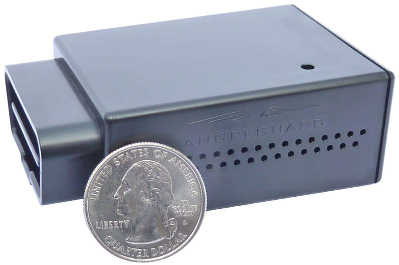 AngelGuard plugs into the vehicle&rsquo;s OBDII port and works off local cell tower coverage.