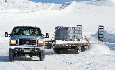 Accelerating the tow vehicle while keeping its wheels pointed straight is the best way to bring a sliding trailer under control according to winter driving experts.