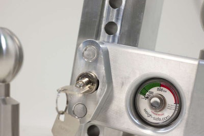 Dial gauge shows the tongue-weight as measured under the hitch ball.