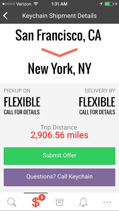 Owner operators and fleet managers who use the app from Keychain can submit offers and instantly book loads.