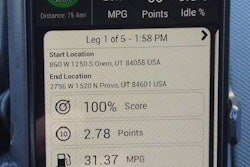 The PedalCoach app shows drivers a fuel efficiency score at the end of every trip.