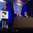 Rayola Dougher, American Petroleum Institute, speaking at the Truck Renting and Leasing Association’s annual meeting Tuesday while William Strauss, Chicago Federal Reserve, Ambassador James Glassman and Martin Regalia, U.S. Chamber of Commece, look on.