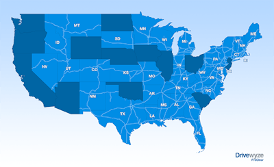 CLICK to enlarge: Drivewyze is operational in 35 states and approximately 567 service sites.