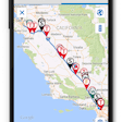 Trucker Path Pro shows locations along a route with available parking