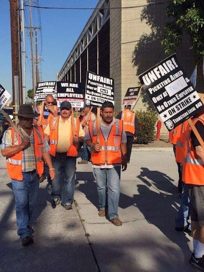 Some Teamsters-affiliated drivers picketed LA area ports April 27 over their classification as contractors.