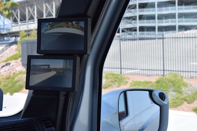 Freightliner’s use of camera systems, seen here in the Freightliner SuperTruck unveiled earlier this year.