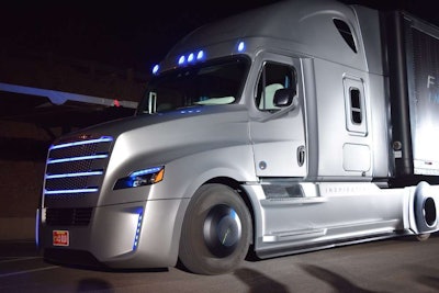 The self-driving Freightliner Inspiration. Click here to see a full gallery of photos of the truck.