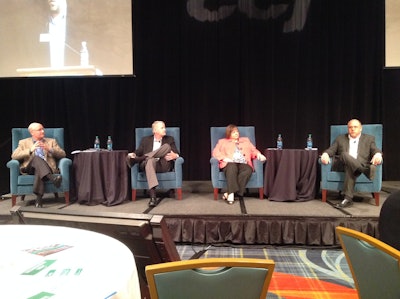 Left to Right: Jim Ward, president and CEO of D.M. Bowman; Daniel Strong, president and CEO of Super Service; Gail Rutkowski, executive director of NASSTRAC; John Boyer, corporate transportation manager, American Woodmark Corporation.