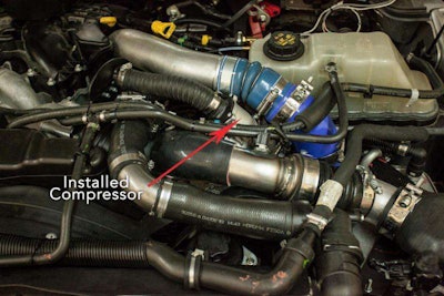 VMAC Underhood air compressor installed on Ford 6.7L Powerstroke.