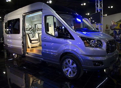 The Ford Transit Skyliner Concept – a private jet for the road, showcasing the capability and flexibility of the all-new Ford Transit – was revealed at Galpin Auto Sports on April 10.