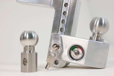 Hitch ball height is adjustable using key-lock double-pin setup. Hitch components are very high quality.