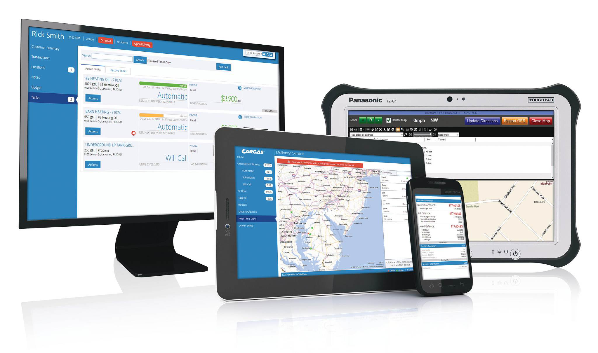 Screenshots of fleet software