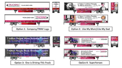 Trucking Moves America Forward has four options available for trailer decal wraps.