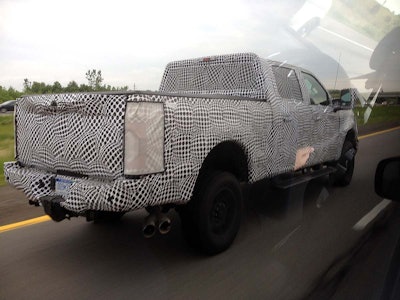 2017 Super Duty in camo on Detroit interstate.