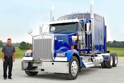 Stan Keim, president and owner of Keim TS, is shown with the first Kenworth ICON 900 delivered to a Kenworth customer. The truck, sold to the company by MHC Kenworth-Kansas City, was recently delivered to the company.