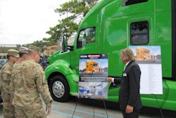 U.S. Army soldiers at Fort Benning, Ga., listen to Bill McLennan, CEO of FASTPORT, as he explains the truck giveaway to help recognize military veterans who enter trucking as drivers. Through Hiring Our Heroes and FASTPORT’s Trucking Track Mentoring Program – Kenworth will give away a fully-loaded 2016 T680 with a PACCAR MX-13 engine to “America’s Top Veteran Rookie Driver.” Criteria for the contest will be announced soon by TCA.