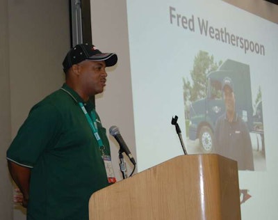 Top Rookie winner Frederick Weatherspoon on stage