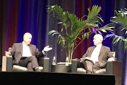 ATA chief economist Bob Costello (left) discusses the state of the economy with Nariman Behravesh, Ph.D., and chief economist for IHS.