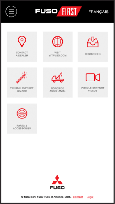 Mitsubishis’s FusoFirst warranty program features an interactive app designed to quickly connect drivers to benefits like 24/7 roadside assistance.