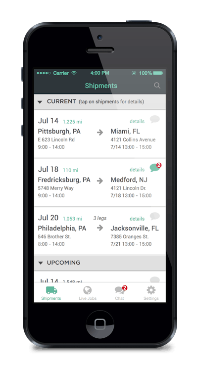 Carriers that use LoadSmart are required to have tracking capabilities. One option is to use a mobile app.