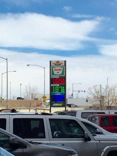 The Colorado Energy Office Tweeted this photo Friday which shows a CNG fueling station it subsidized advertising a cheaper price on CNG than diesel and gasoline.