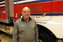 After nearly 60 years of service to Mack Trucks, Don Schumaker says he’s ready to retire. Here he’s pictured in his final role as Mack Museum curator emeritus. Behind him is Evel Knievel’s 1974 Mack FS786LST.