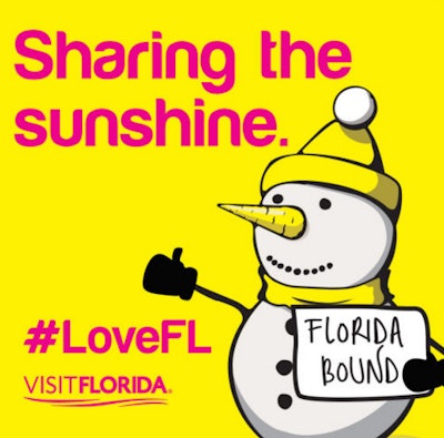 This advertisement promoting tourism in Florida has been posted on several dump trucks that have been sent from Florida to take on heavy snowfall in the nation’s capital.