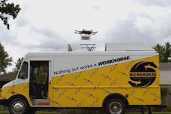 Workhorse’s FAA exemption takes it one step closer to offering the first truck-based delivery drone. The drone, HorseFly, is seen here launching from one of the company’s electric delivery trucks.