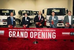 Hino management and guests celebrated Hino’s grand opening in Ontario, Calif. Pictured are Rob Donahue, dealer principal – Donahue Truck Sales; Koichi Ojima, executive vice president, Hino Motors Limited; Mayor Paul S. Leon, City of Ontario; Yoshinori Noguchi, CEO & president, Hino Trucks; George Daniels, SVP sales & customer support – Hino Trucks.
