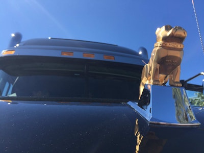 Each of NASCAR’s 11 haulers was outfitted with a gold bulldog on the hood, signifying it is equipped with a fully integrated Mack powertrain.