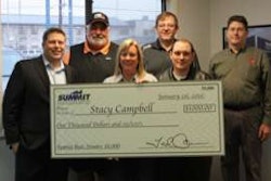 Pictured from left to right are Ted Croce, president, Summit; Don Emerson, president, FMI; Stacy Campbell, FMI; Quinn Ennis, district sales manager, Isuzu; Jeff Rike, territory sales, Summit; and Mark Vallier, district service manager, Isuzu.
