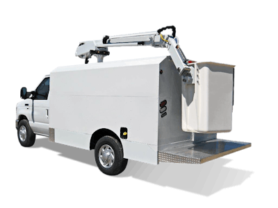 Stahl’s new Aerial Lift Van replaces the discontinued Ford E-Series van.