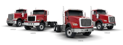 Four HX Series models will be offered (see table below), with both set-forward and set-back front axle models in either short or long hood, depending on the application. Three models were unveiled at World of Concrete: