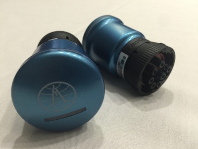 The 3 and a quarter inch ELD 50 plugs into a truck’s diagnostic port below the dash.