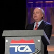 Karl Rove addresses attendees at the Truckload Carriers Association’s 78th Annual Convention in Las Vegas.