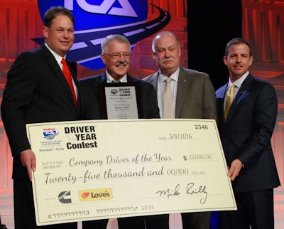 From the left: Brad Holthaus of Randall Reilly, Danny Smith, Randy Vernon of Big G Express and Jon Archard of Love’s Travel Stops.