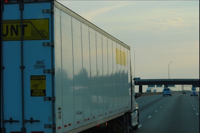 J.B. Hunt rear-view of tractor trailer