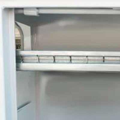 Galvanized shelves with 2-inch dividers for small item storage