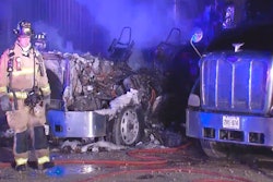 Investigators have requested surveillance video from Mid Con Carriers in Oklahoma City where a truck fire took place early this morning. (Photo from news9.com)