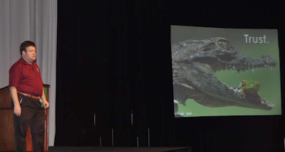 Frank Luntz talks about the qualities that people want in their presidential candidates at the CCJ Spring Symposium in Birmingham, Ala.